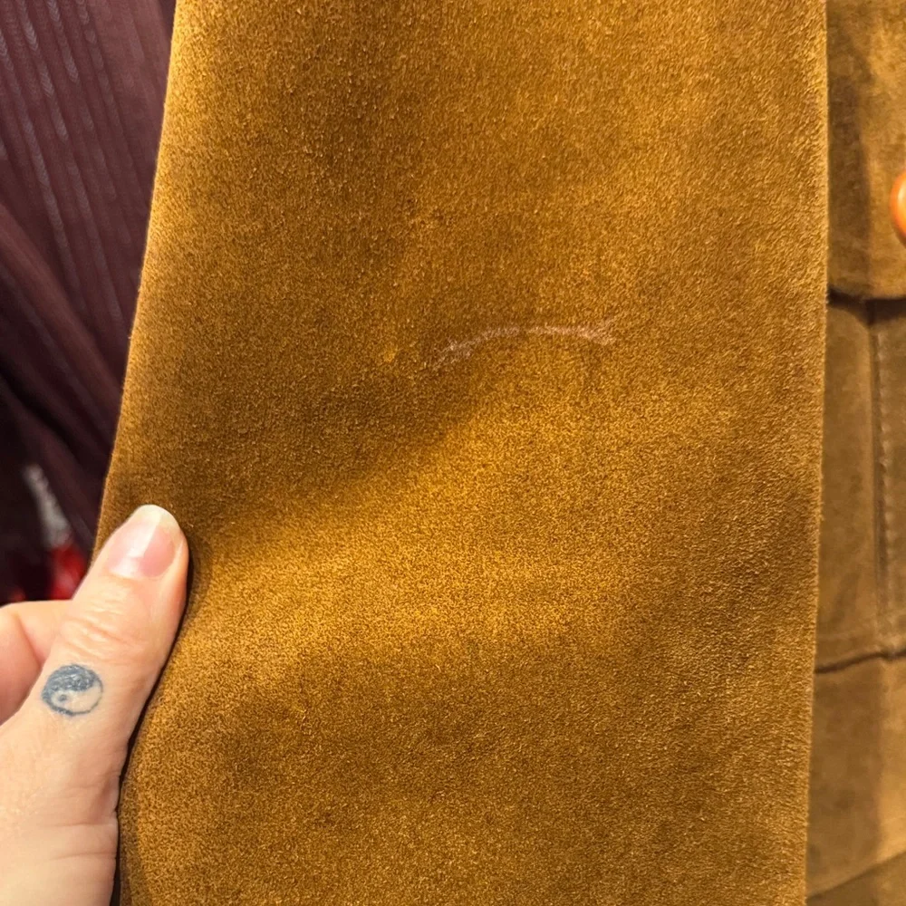 Men's Vintage 60s/70s Brown Suede Leather Belted Jacket - Picture 11 of 13